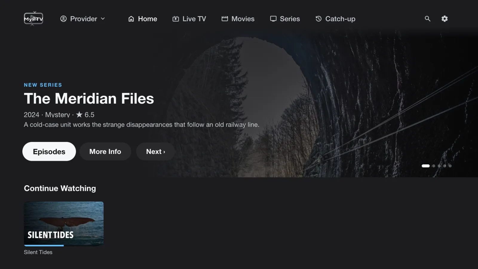 MyPTV home screen on a Samsung Smart TV