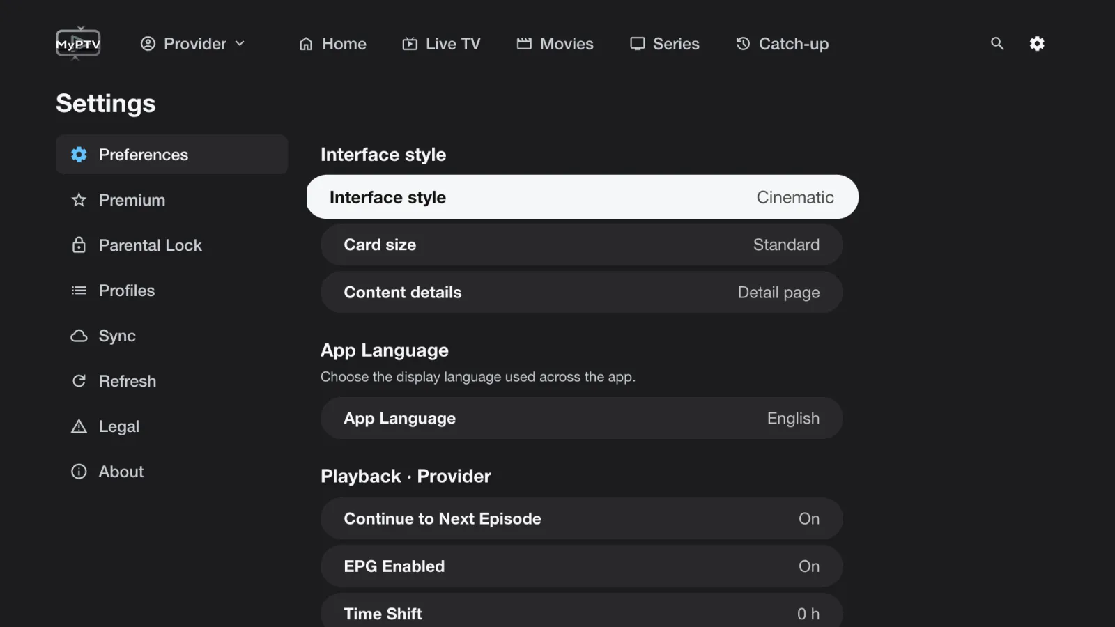 Interface style and preferences
